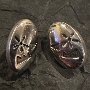 Vintage Native American handmade sterling silver pierced earrings